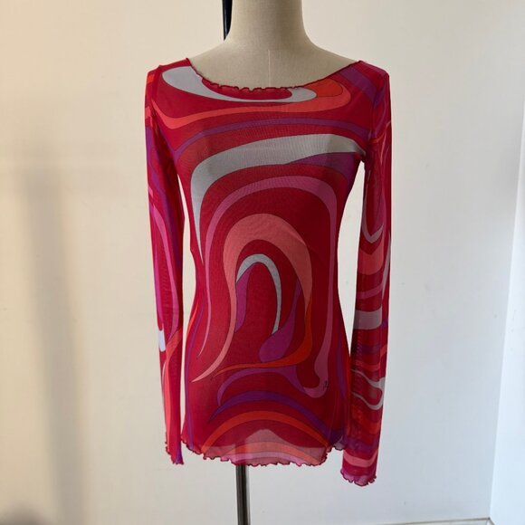 Pucci Marmo Semi-Sheer Tulle Top - Picture 2 of 9